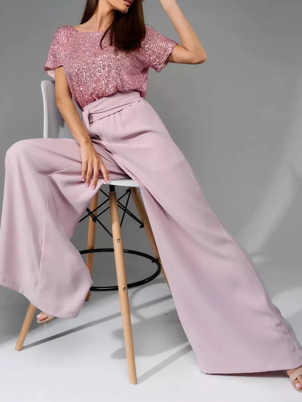 Full Size Sequin Round Neck Short Sleeve Wide Leg Jumpsuit (18)