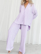 Button Up Long Sleeve Top Pants Set (15)