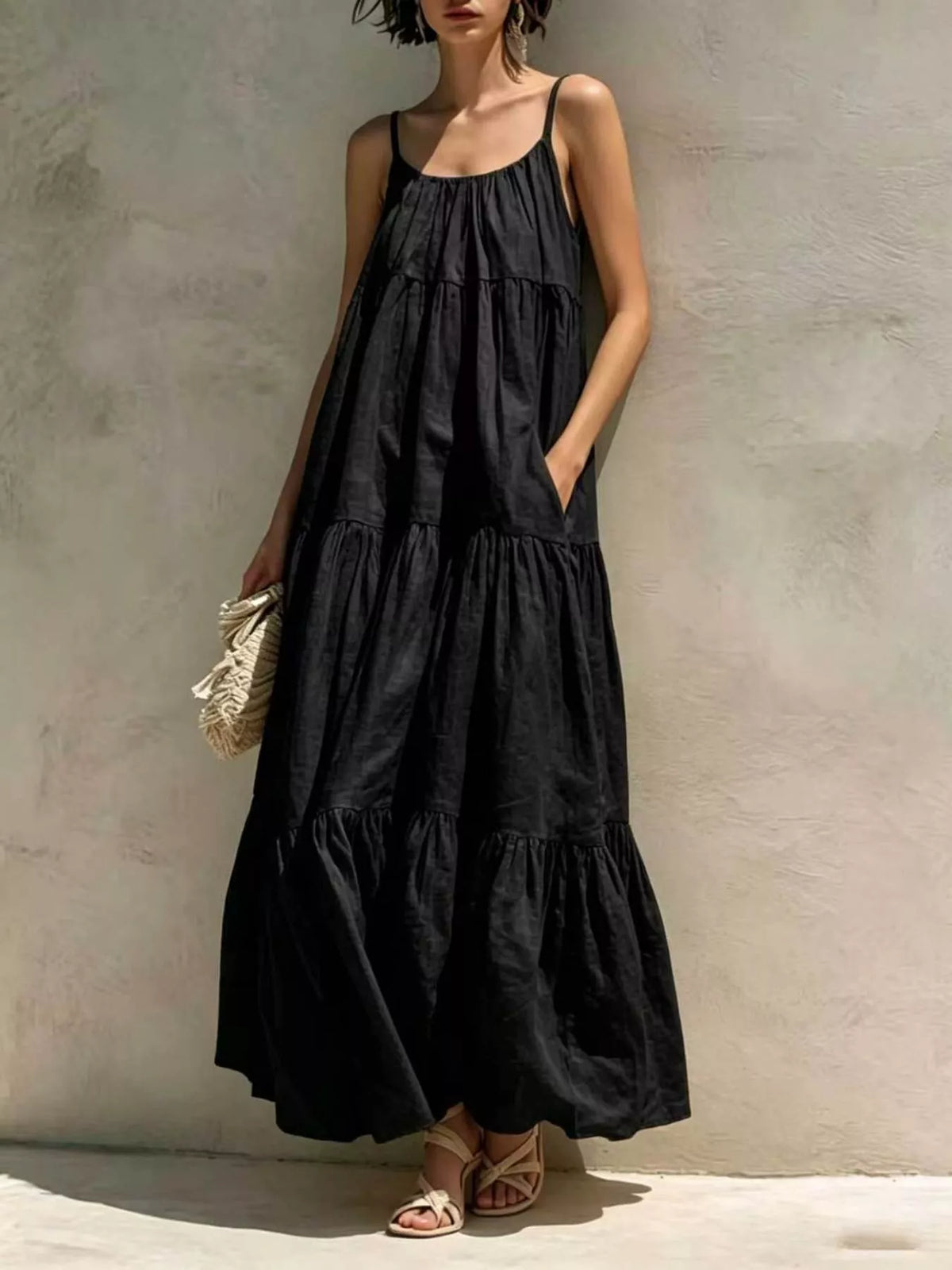 Tiered Scoop Neck Maxi Dress (10)