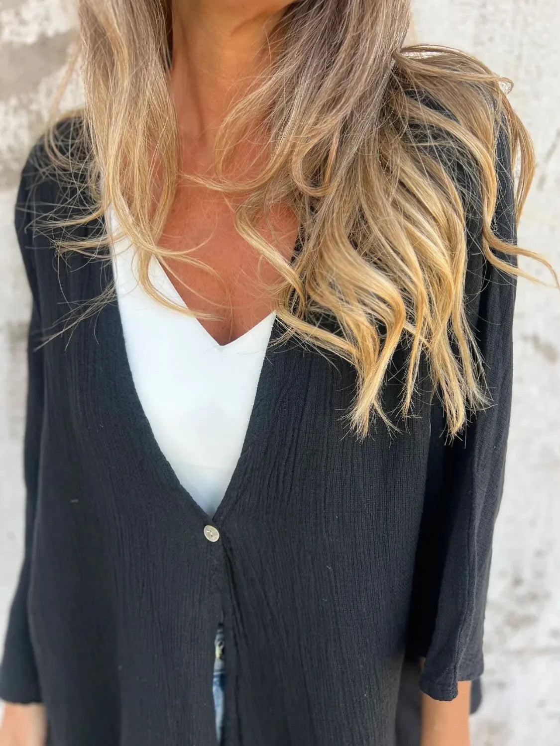 Full Size One Button Long Sleeve Shirt Plus (2)