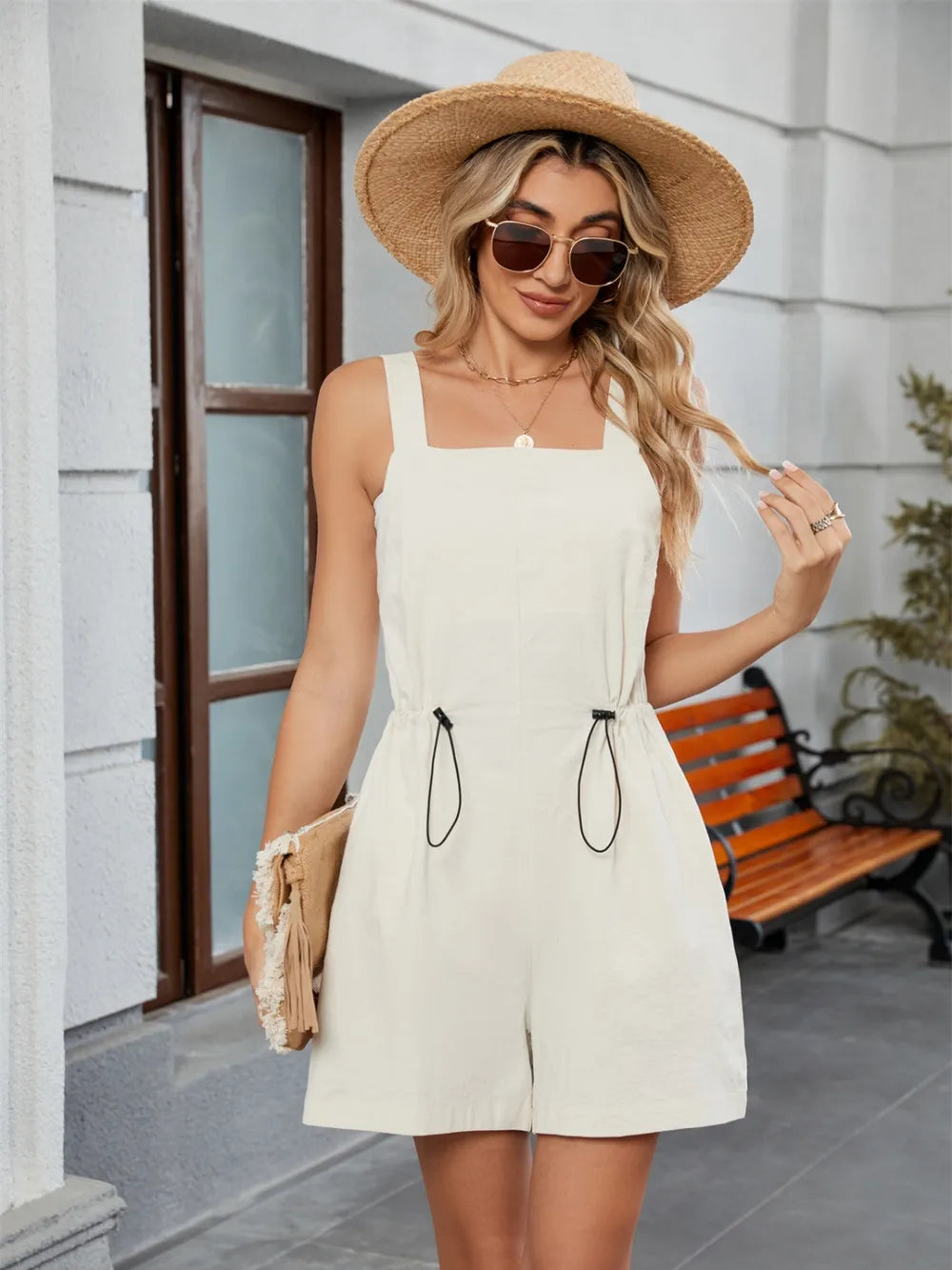 Drawstring Wide Strap Romper Pockets (3)