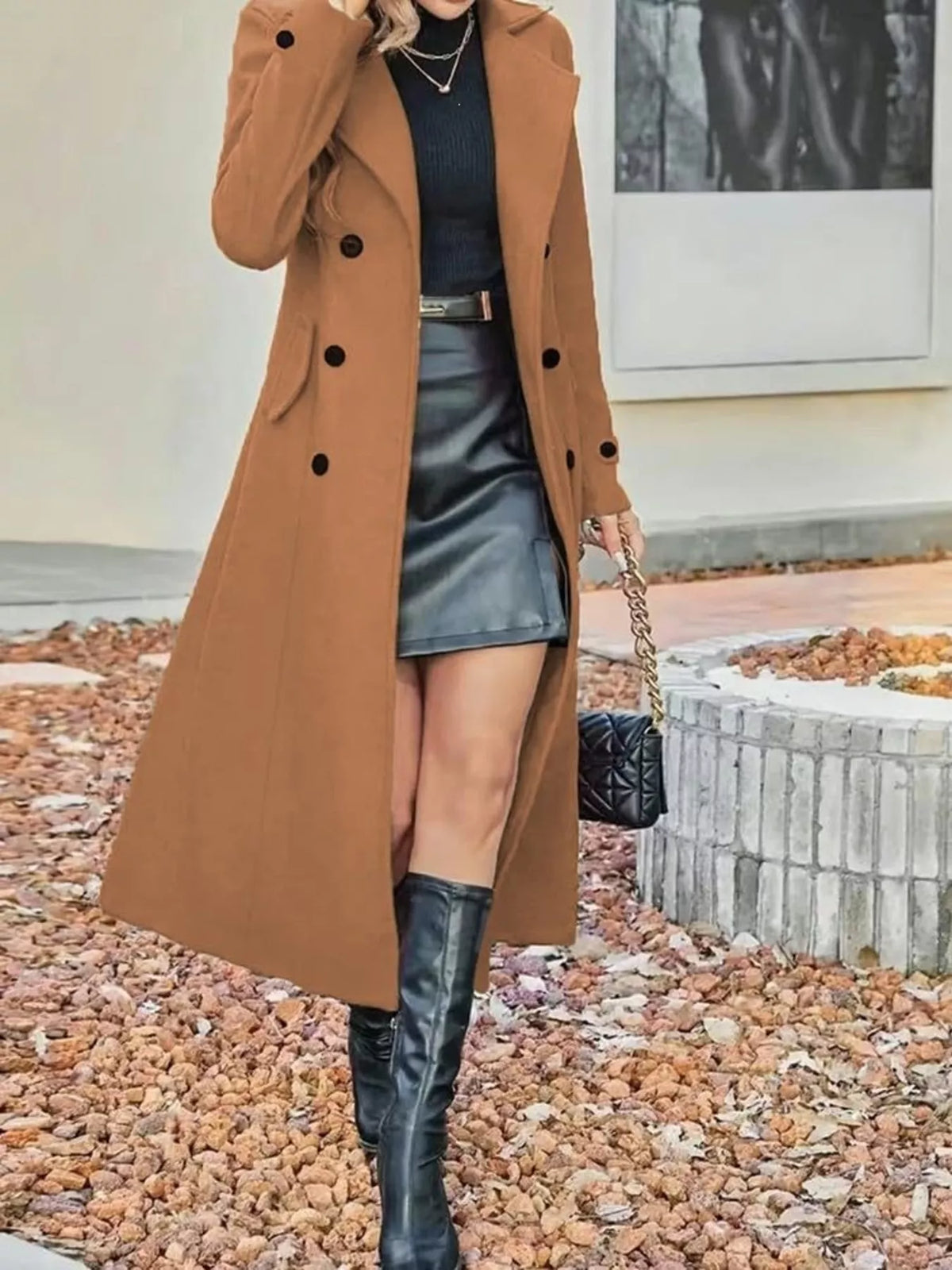 Full Size Double-breasted Longline Trench Coat Plus (7)