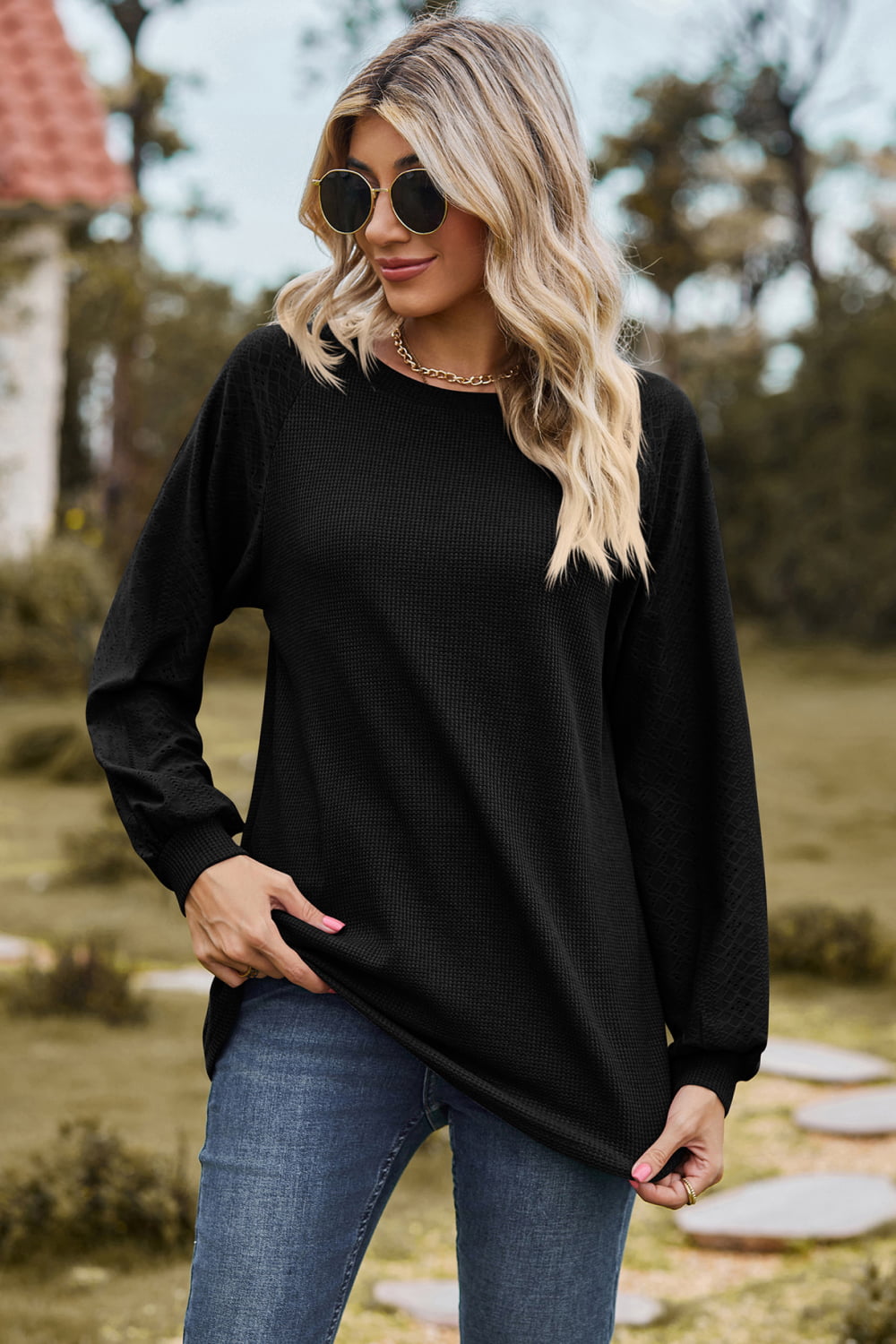 Round Neck Raglan Sleeve Sweatshirt (5)