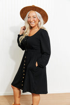 Scoop Neck Empire Waist Long Sleeve Mini Dress (14)