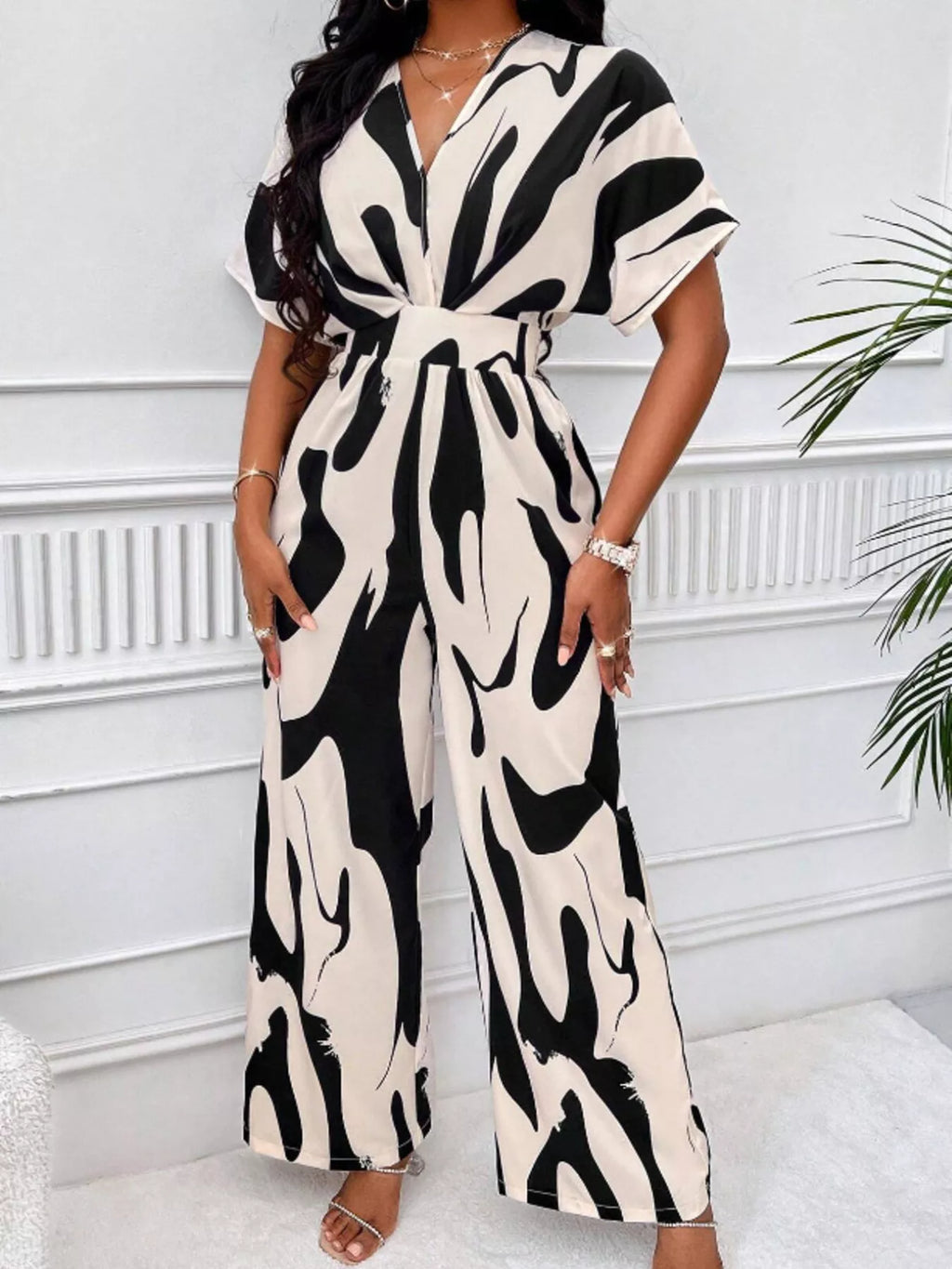 Abstract Print Wide-leg Jumpsuit (2)