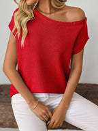 Boat Neck Short Sleeve Knit Top (2)