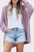 Openwork Open Front Long Sleeve Cardigan (24)