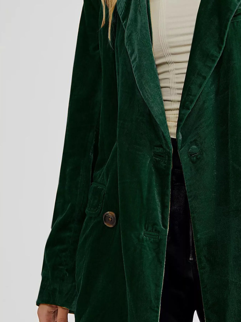 Lapel Collar Button Up Blazer (10)