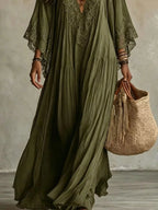 Lace Trim V-neck Maxi Dress (9)