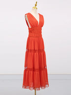 Tiered V-neck Sleeveless Maxi Dress (15)