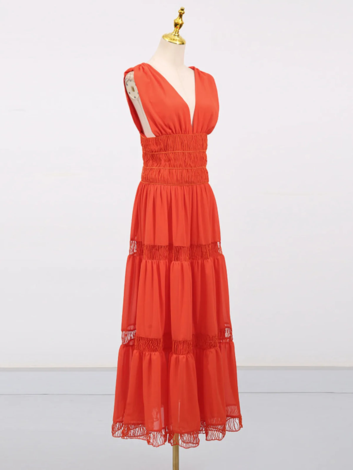 Tiered V-neck Sleeveless Maxi Dress (15)