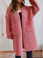 Open Front Long Sleeve Cardigan Pockets (3)