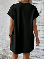 Round Neck Short Sleeve Mini Dress (2)