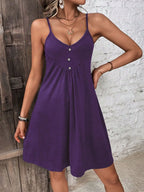Decorative Button Scoop Neck Mini Cami Dress (7)