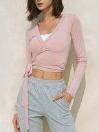 Tied Surplice Long Sleeve Top (3)