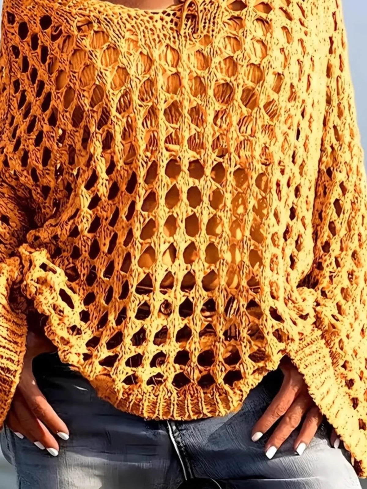 Crochet Long Sleeve Knit Cover Up (5)