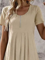 Zipper-front Short Sleeve A-line Dress (8)