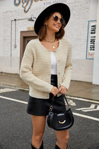 Round Neck Button Up Cardigan Pockets (2)