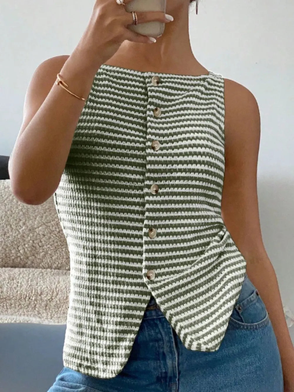 Button Down Striped Tank (3)