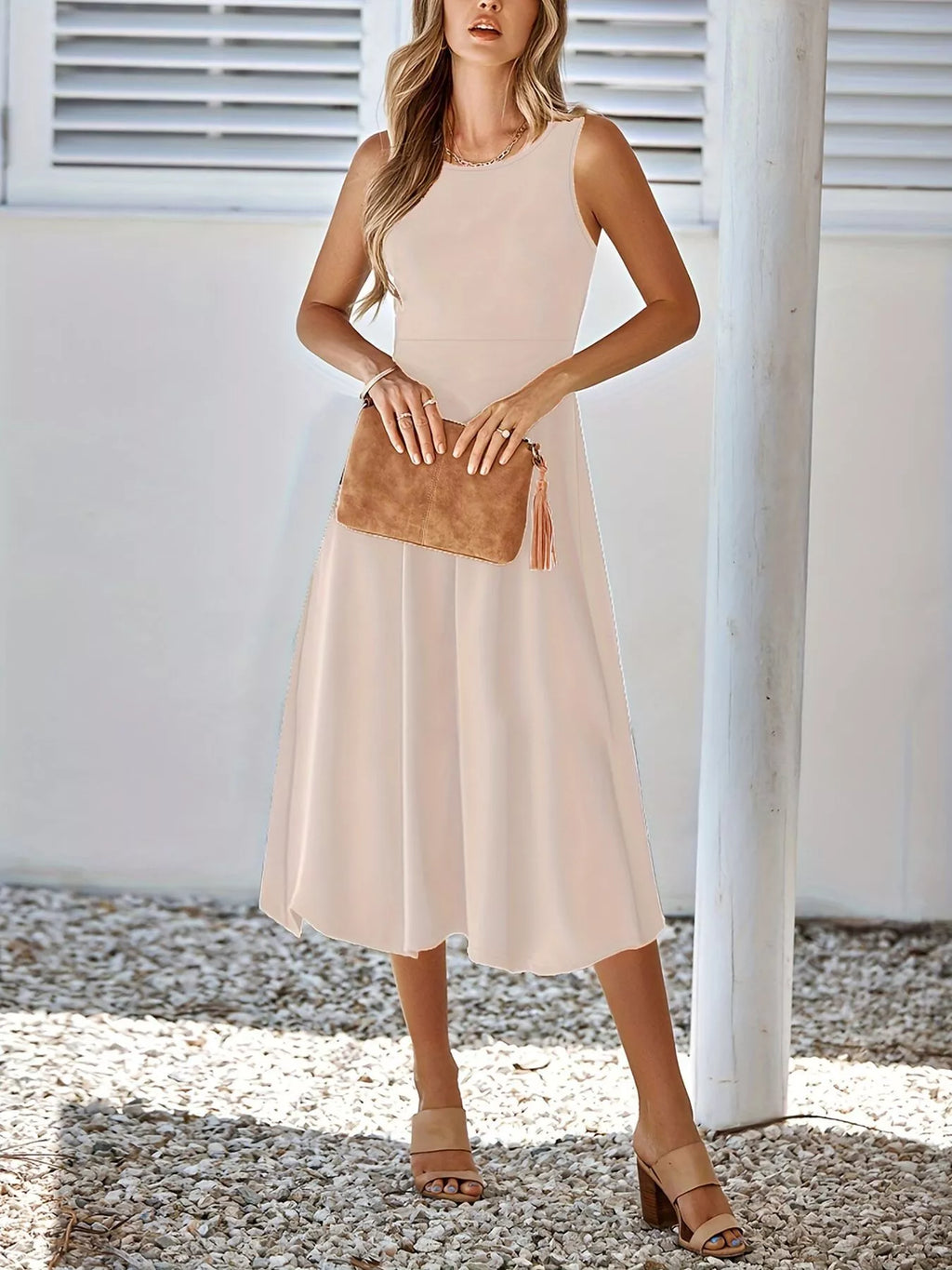 Sleeveless A-line Midi Dress (20)