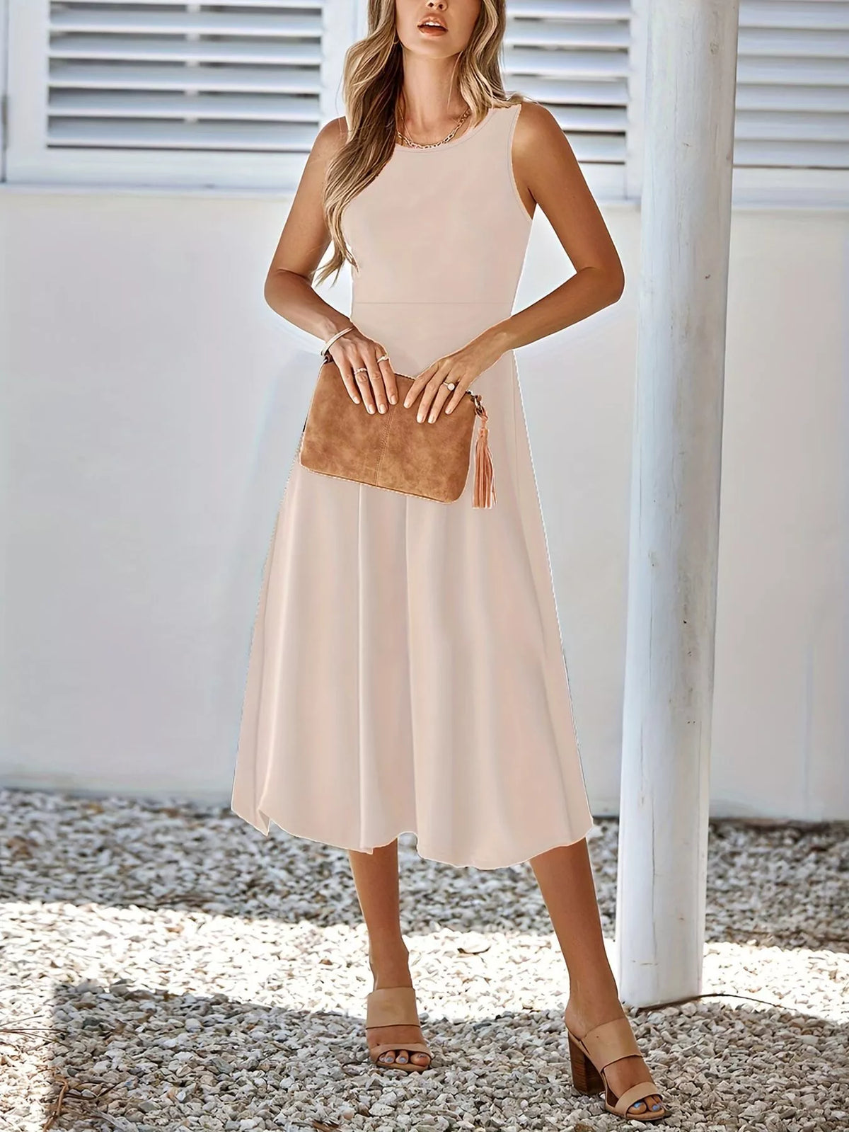 Sleeveless A-line Midi Dress (20)