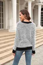 Printed Round Neck Dropped Shoulder Sweater (2)