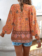 Floral Print Tie Neck Bohemian Blouse (10)