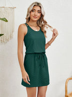 Eyelet Scoop Neck Sleeveless Dress (2)