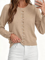 Ruffle-trimmed Button-down Knit Cardigan (2)