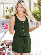 Scoop Neck Wide Strap Romper Pockets