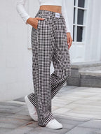 Plaid Wide Leg Casual Pants (20)