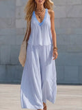 Striped V-neck Tank Wide-leg Pants Set