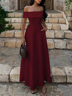 Off-shoulder A-line Maxi Dress (9)