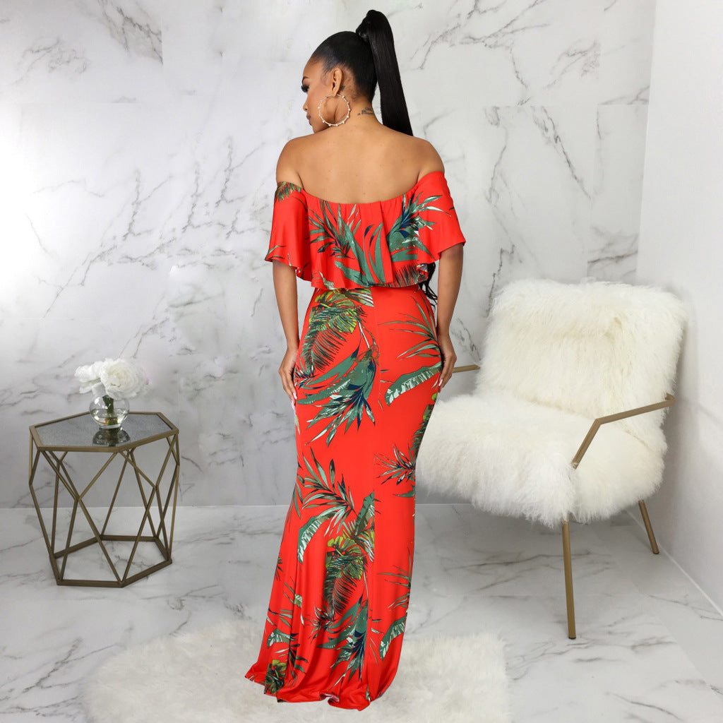 Digital Print Off-neck Tube Top Dress photo 2