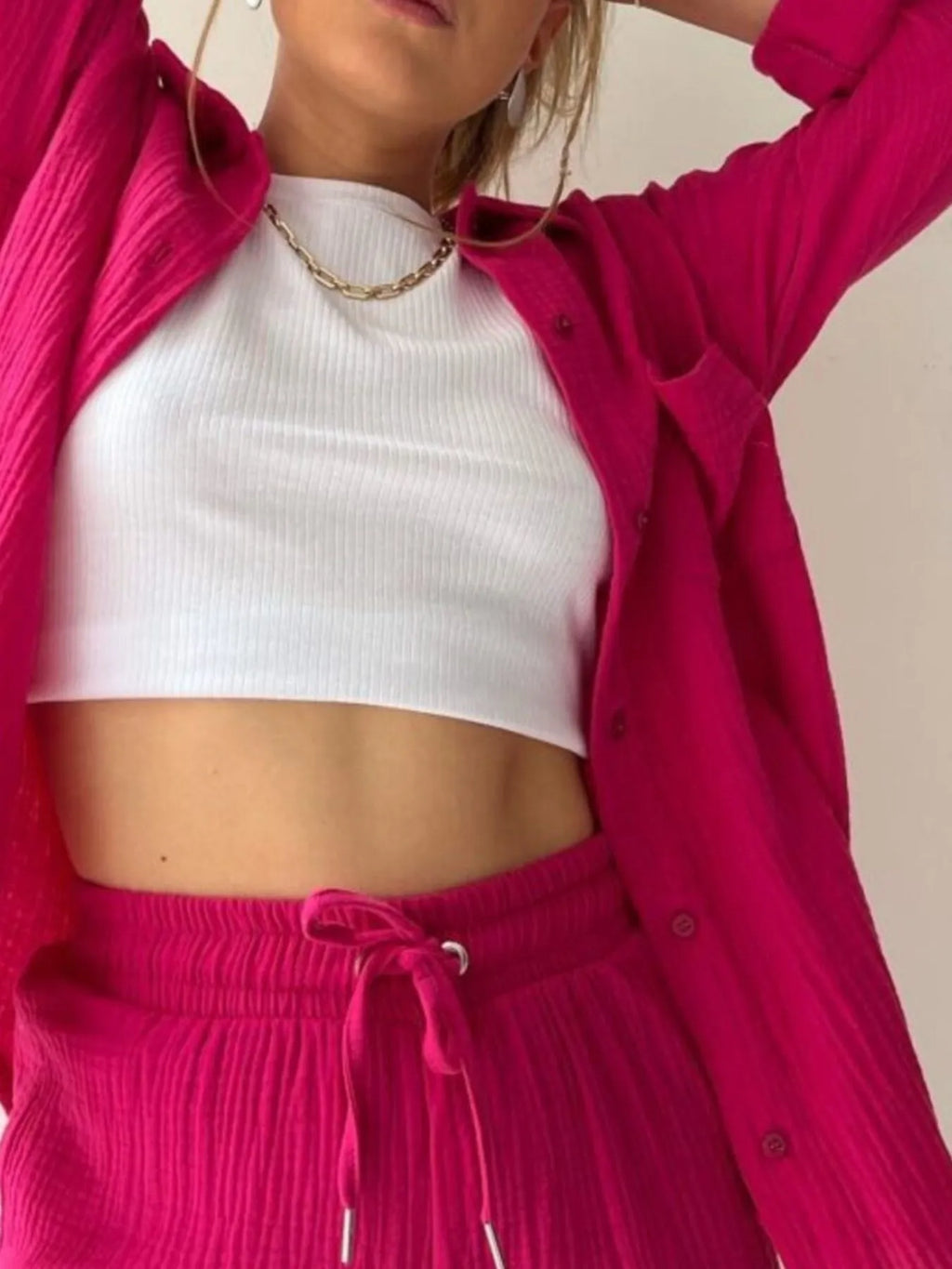 Button Up Shirt Shorts Set (12)