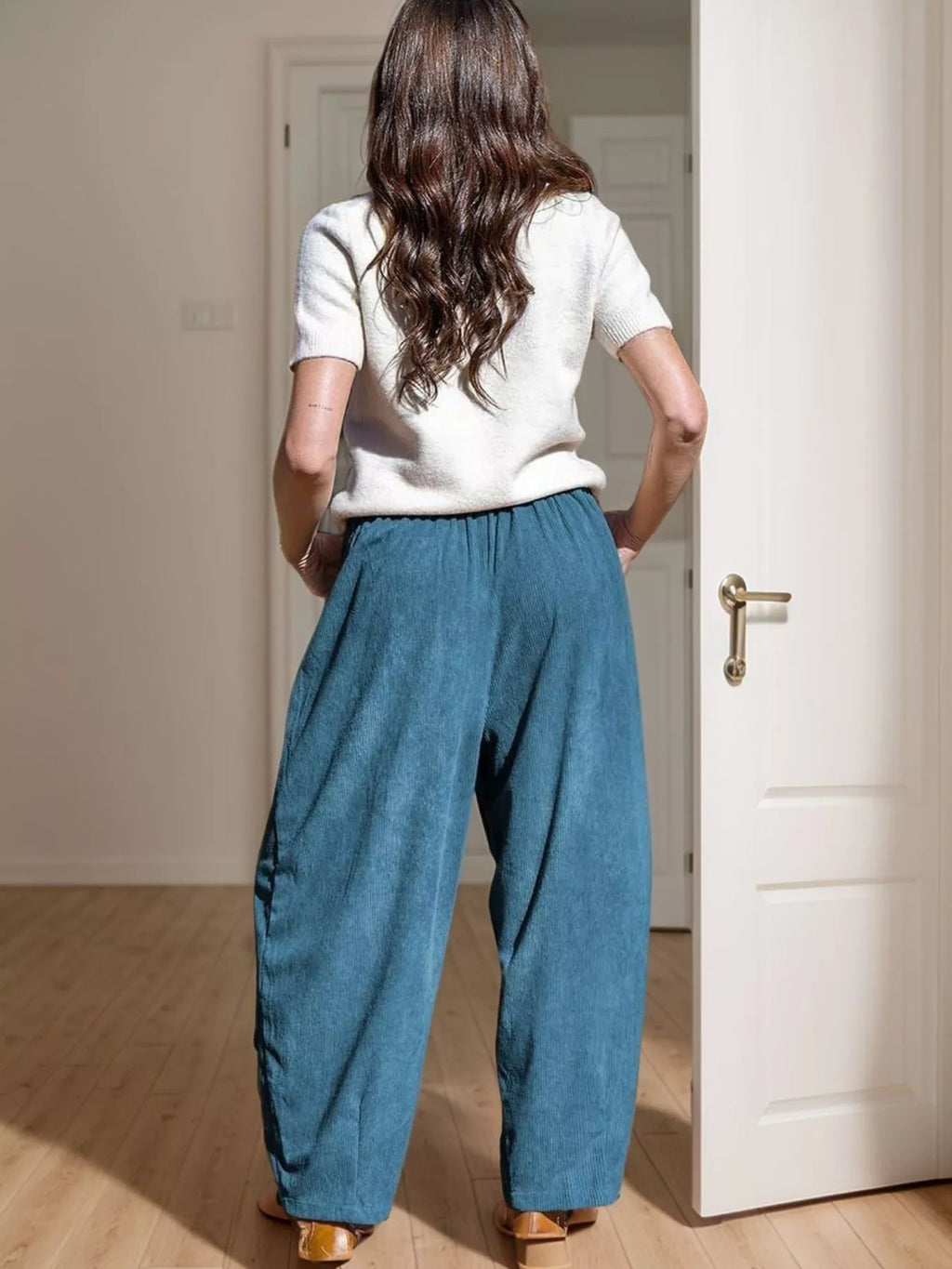 Casual Corduroy Wide Leg Pants Pockets (2)