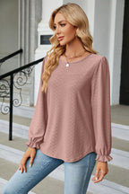 Round Neck Flounce Sleeve Blouse (17)