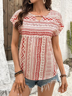 Geometric Print Short Sleeve Blouse (12)