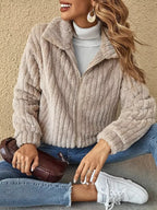 Full Size Faux Fur Zip-up Outerwear Plus