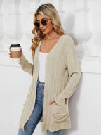 Pocketed Open Front Long Sleeve Cardigan (16)