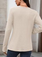 Waffle Knit Long Sleeve T-shirt (13)