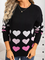 Valentine's Day Heart Pattern Crew Neck Sweater (15)