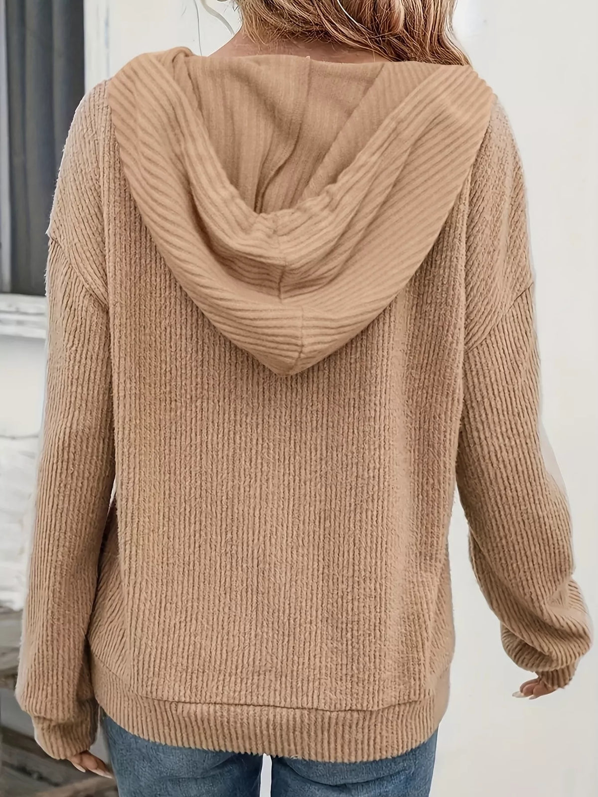 Button-front Drawstring Hoodie (9)