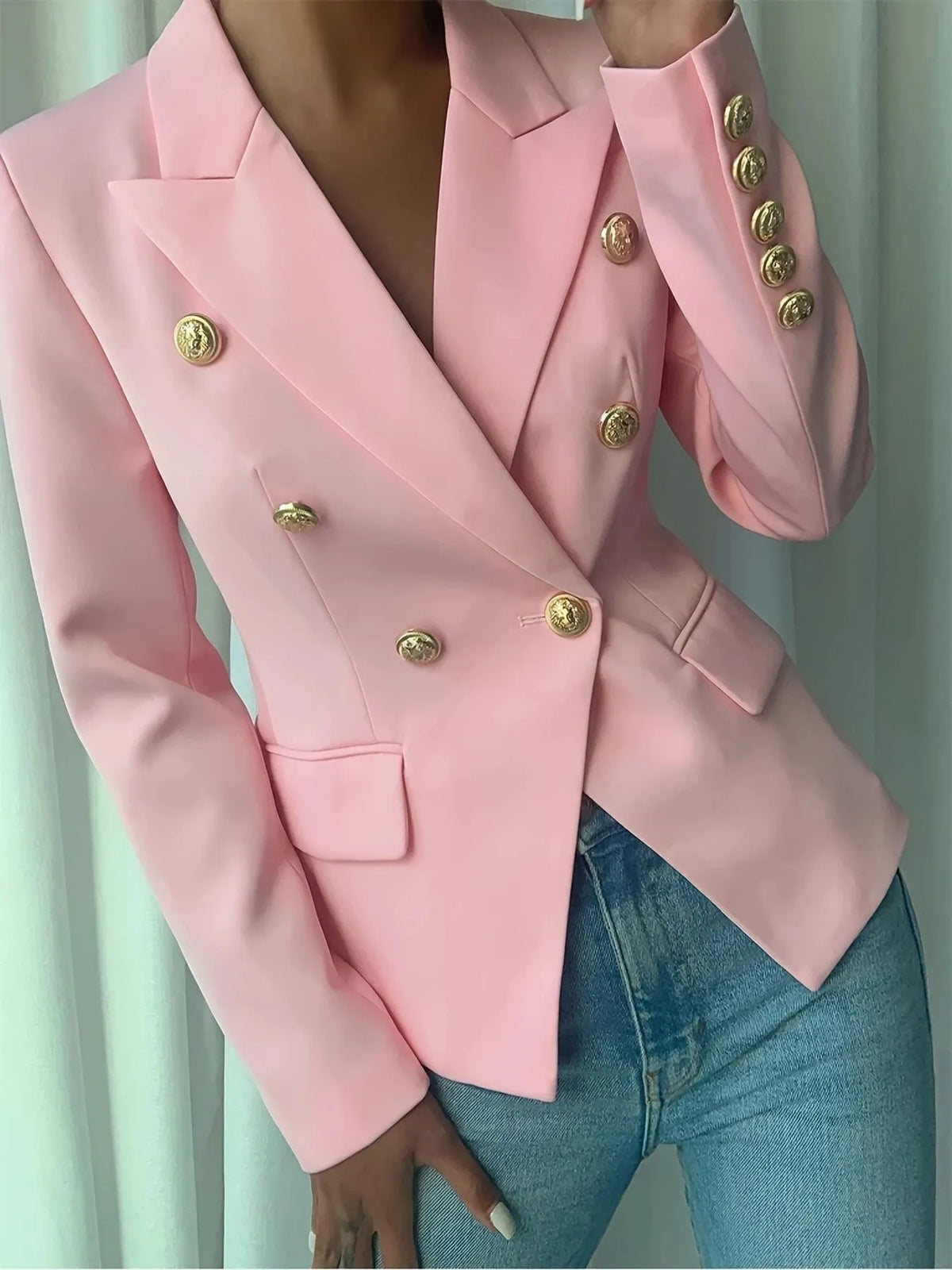 Decor Button Lapel Collar Blazer (12)
