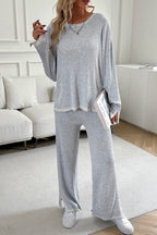 Contrast Trim Round Neck Top Pants Set (11)