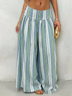 High-waisted Striped Wide-leg Casual Pants (9)