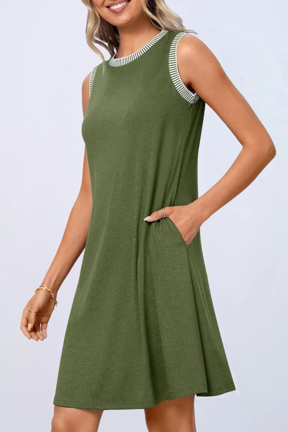 Round Neck Sleeveless Mini Tank Dress (2)