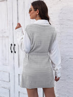 Tie Front V-neck Sleeveless Slit Sweater Dress (10)