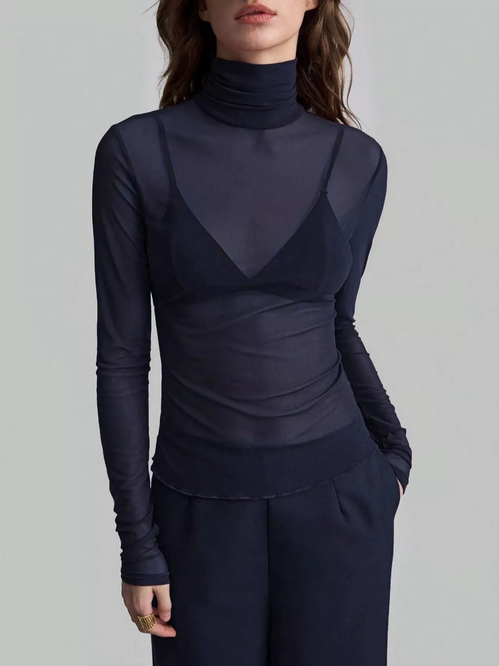 Sheer Mesh Turtleneck Top (10)