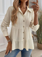 Striped Button-down Tiered Shirt